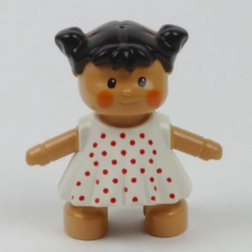 Duplo Doll with White Dress with Red Dots (Baby)