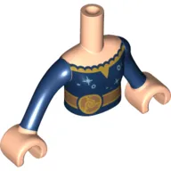 Minidoll Torso Girl, Dark Blue Dress, Gold Belt print with Light Nougat Hands