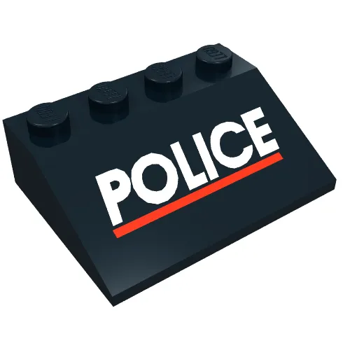 Slope 33° 3 x 4 with White "POLICE" and Red Line Print