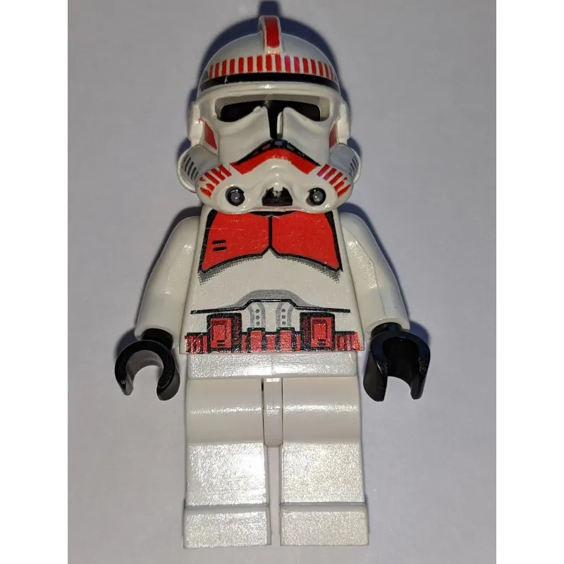 Clone Shock Trooper, Red Markings, Plain Black Head, White Hips
