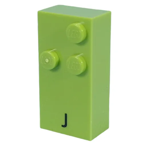 Braille Brick 2 x 4 with 3 Studs ⠚ and 'J' Print