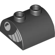 Brick Curved 2 x 2, Two Top Studs with White Eye, Big Teeth Smile Print