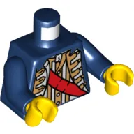 Torso Pirate Governor with Red Sash Print, Dark Blue Arms, Yellow Hands