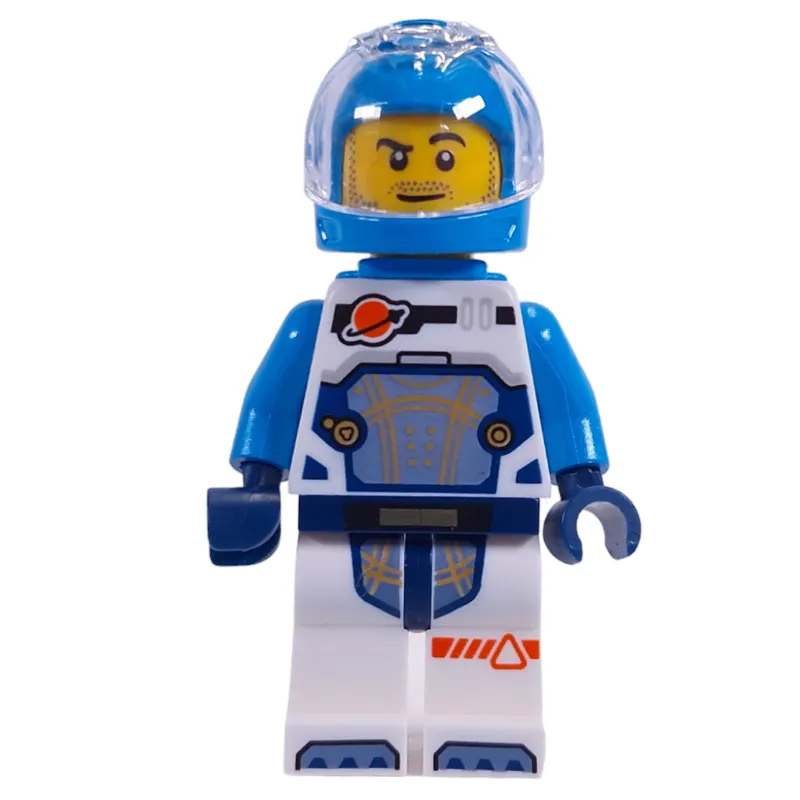 Astronaut, White and Dark Azure Spacesuit, Dark Azure Backpack and Helmet, Stubble Beard