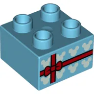 Duplo Brick 2 x 2 with Mickey Mouse Silhouette and Ribbon with Bow (Gift) Print