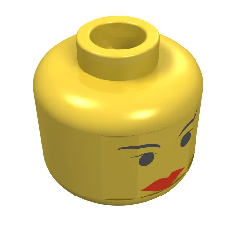 Minifig Head Padme Amidala, Red Lips, Black Eyes, Thin Eyebrows Print [Blocked Open Stud]