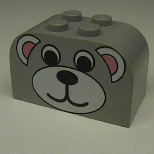 Brick Curved 2 x 4 x 2 Double with Bear Face Print