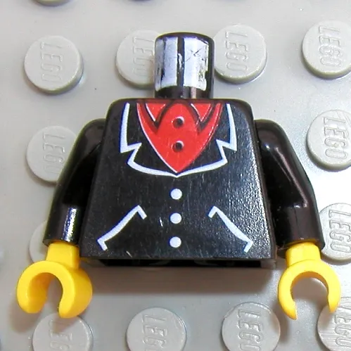 Torso Suit and Red Shirt Print, Black Arms, Yellow Hands