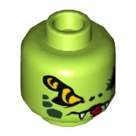 Minifig Head Lasha, Double-Eyed Snake, Tangs, Tongue, Dark Green Spots Print [Hollow Stud]