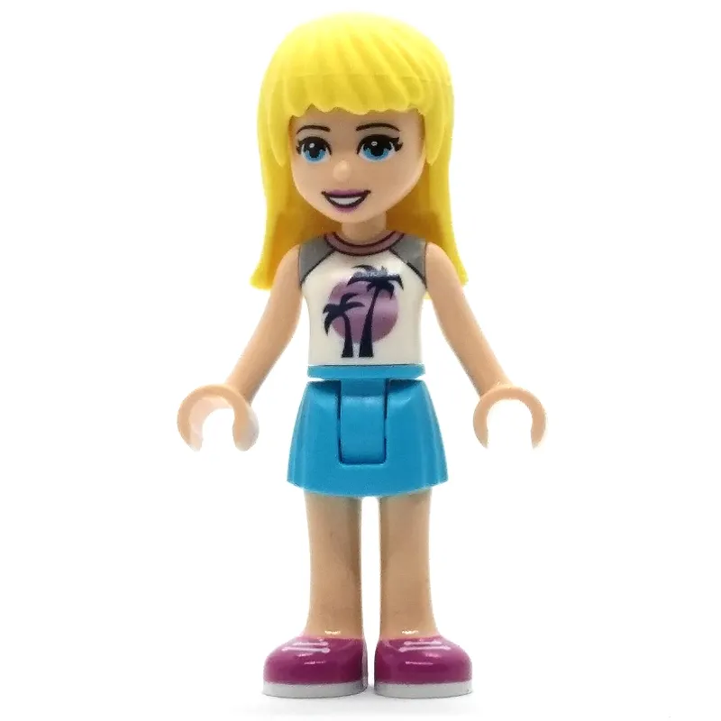 Stephanie - White Top, Medium Azure Skirt