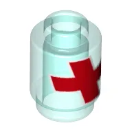 Brick Round 1 x 1 Open Stud with Red Cross print