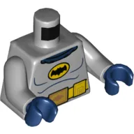 Torso Bodysuit, Batman Logo in Yellow Oval with Yellow Utility Belt and Gold Buckle Print (60's Batman), Light Bluish Gray Arms, Dark Blue Hands