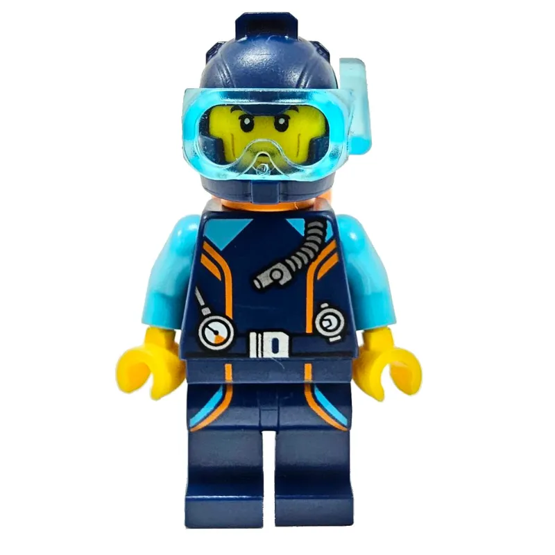 Ocean Explorer Diver, Man, Dark Blue Wetsuit and Helmet