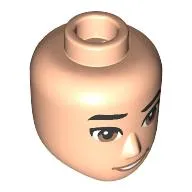 Minidoll Head Male, Black Eyebrows, Lifted Right Eyebrow, Medium Brown Eyes, Mouth