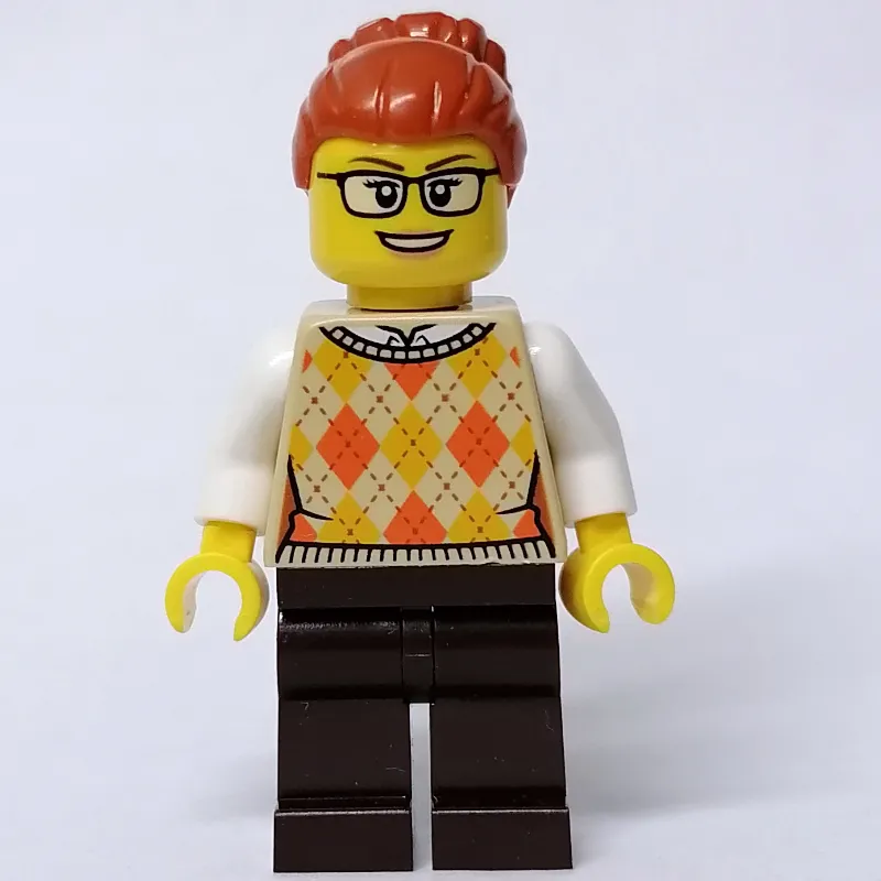 Tan Torso, Dark Brown Legs, Dark Orange Hair