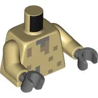 Torso, Pixelated Dark Bluish grey/Dark Tan Spots print, Tan Arms, Dark Bluish Gray Hands