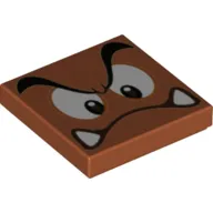 Tile 2 x 2 with Goomba Face with Low Furrowed Brow and Curved Mouth Print