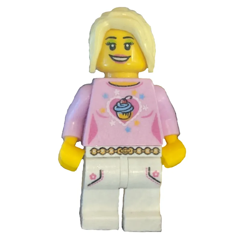 Bright Pink Torso, White Legs, Bright Light Yellow Hair