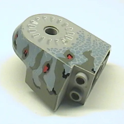 Animal Body Part, Dinosaur Body Quarter with Pin Holes, Dark Gray Streaked/Sand Blue/Black Streaked/Red Spotted Print