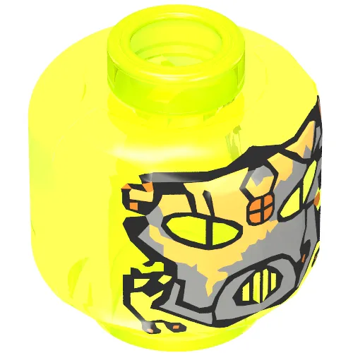 Minifig Head Alien, Gray Mask and Mouth Grille Print [Blocked Open Stud]