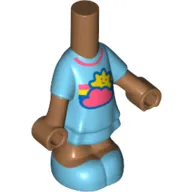 Microdoll Body Short Dress Medium Azure with Coral Cloud, Sun, Rainbow print, Medium Nougat Arms and Legs