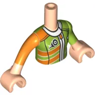 Minidoll Torso Girl with Lime/Orange Racing Suit, Zipper Print, Light Nougat Arms And Hands
