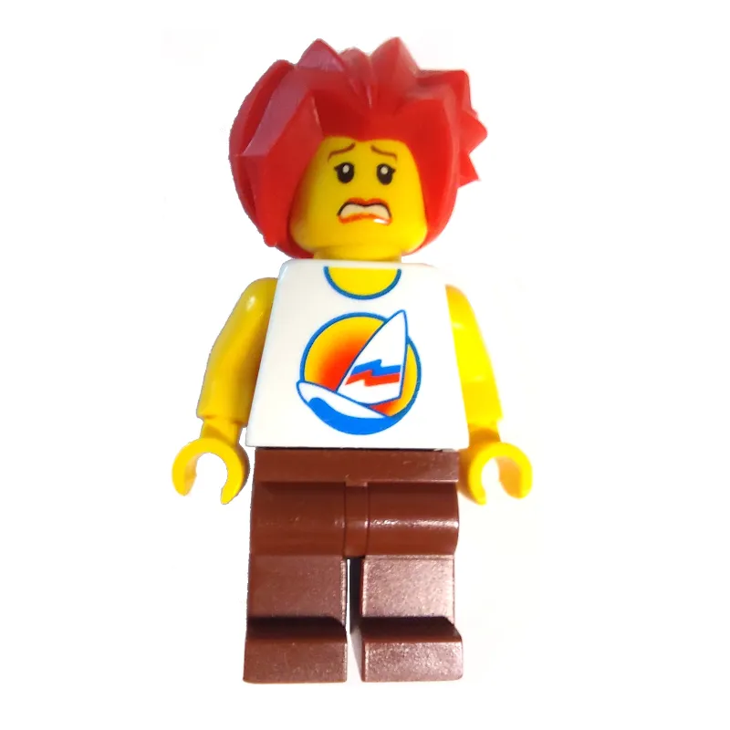 White Torso with Surfboard, Reddish Brown Legs, Red Hair