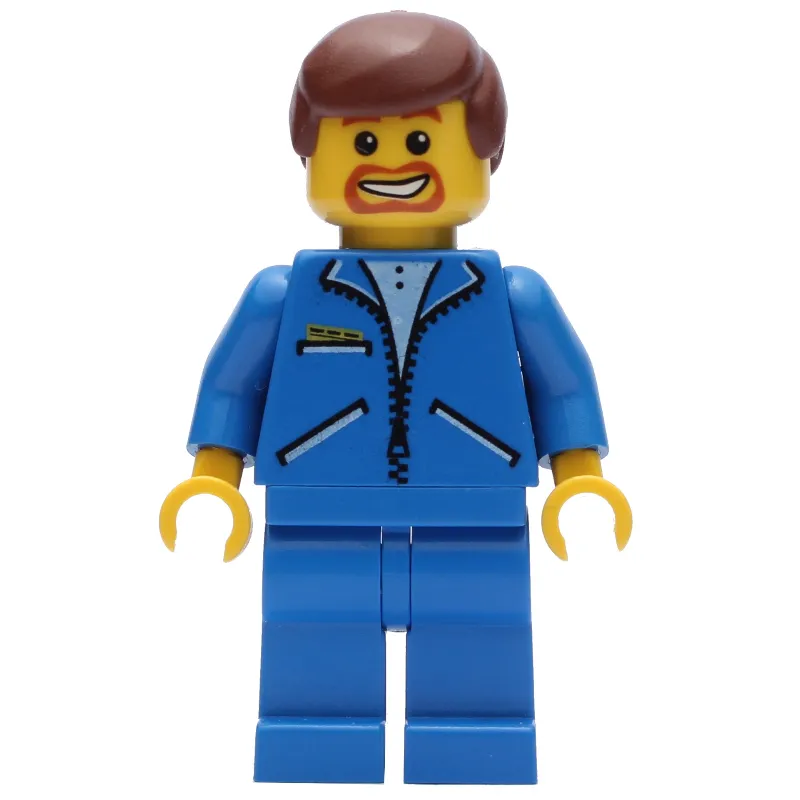 Blue Vest, Blue Legs, Reddish Brown Hair, Beard