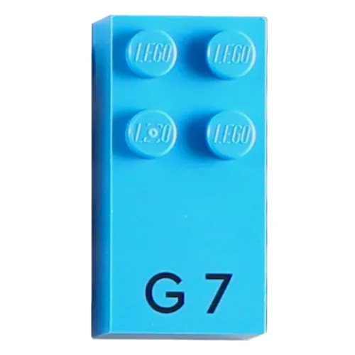 Braille Brick 2 x 4 with 4 Studs ⠛ and 'G 7' Print