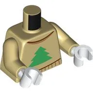 Torso, Sweater, Green Christmas Tree Print, Tan Arms, White Hands