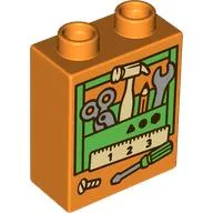 Duplo Brick 1 x 2 x 2 with Bright Green Toolbox, Tools print
