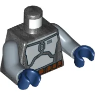 Torso Armor Plates Metallic Silver Elaborate Print (Jango Fett), Sand Blue Arms, Dark Blue Hands