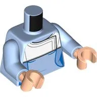 Torso Scrubs, White Medical Robe Print, Bright Light Blue Arms, Light Nougat Hands