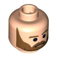 Minifig Head Rebel Commando, Beard Brown Bushy with Black Pupils and Frown Print [Blocked Open Stud]