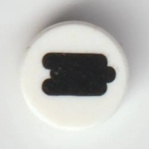Tile Round 1 x 1 with Black Rectangle / Puzzle Piece Print