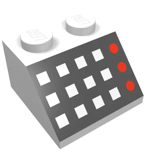 Slope 45° 2 x 2 with 12 Buttons, 3 Red Lamps, Black Panel Print