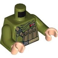 Torso Jacket, Utility Belt with Ammo, Strap, and Rank Badge Print (Admiral Ematt), Olive Green Arms, Light Nougat Hands