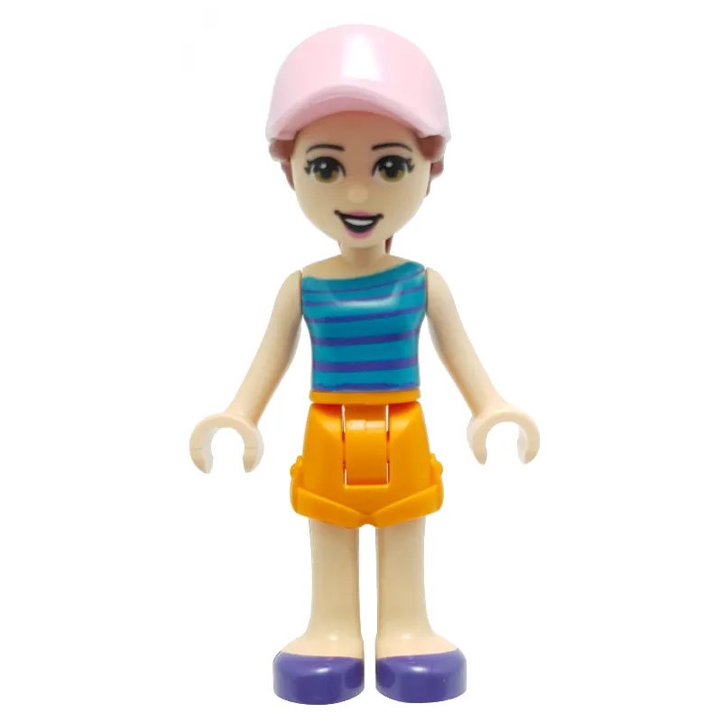 Harper - Dark Turquoise Top, Bright Light Orange Skirt, Pink Cap