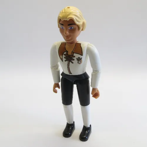 Belville Figure Articulated Elbows, Male, Light Yellow Hair, White Shirt with Laces and Royal Crest Logo Print (Prince Justin)