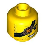 Minifig Head Ronin, Stubble, Black/Copper/Orange Eye Patch with Copper Eyepiece Print