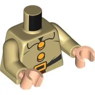 Torso, Black Belt, Bright Light Orange Belt Buckle, Buttons Print, Tan Arms, Light Nougat Arms