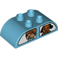 Duplo Brick 2 x 4 Curved Top with Boy and Dog in Windows Print