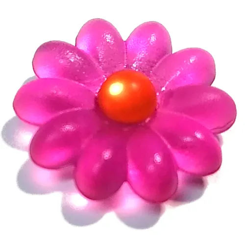 Clikits Icon, Flower 2 x 2 Large, 10 Petals with Pin [Frosted] Trans-Neon Orange Center Cabochon
