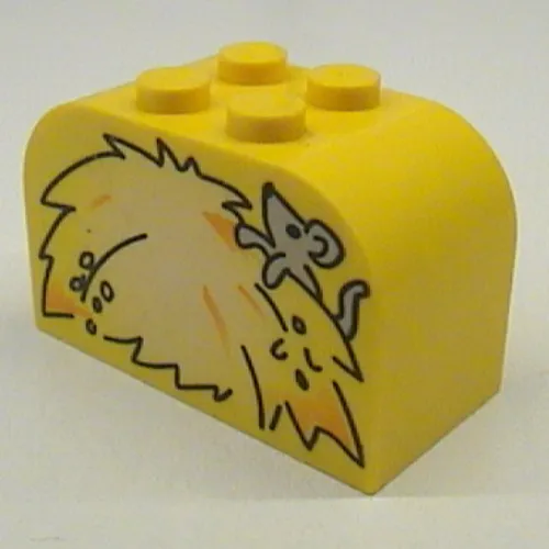 Brick Curved 2 x 4 x 2 Double with Haystack and Mouse Print