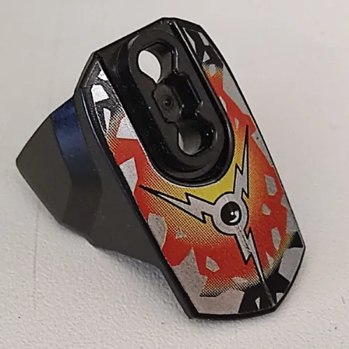 Large Figure Limb Cover, Size 4, Armor with Ball Joint Socket with Fire and Silver Triple Lightning Bolt Print (Drilldozer)