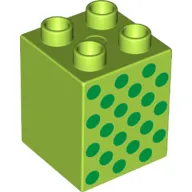 Duplo Brick 2 x 2 x 2 with Green Dots Print