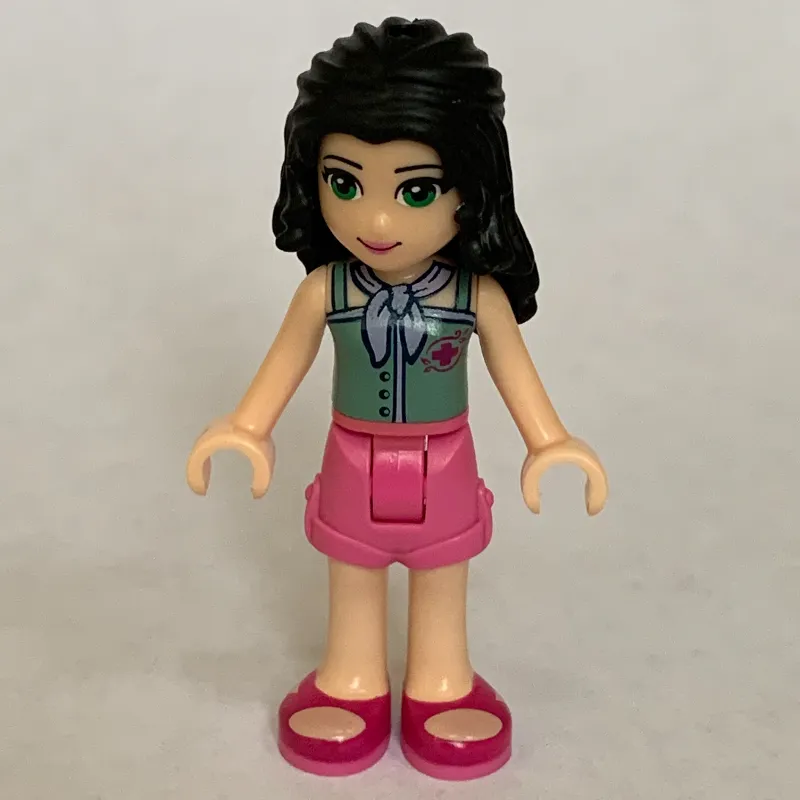 Emma - Sand Green Top, Dark Pink Shorts