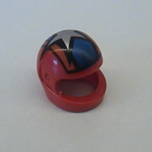 Helmet, Standard with Blue, Orange Stripes and Large Silver Star Print