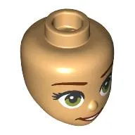 Minidoll Head, Dark Red Eyebrows, Olive Green Eyes, Dark Red Lips, Open Mouth