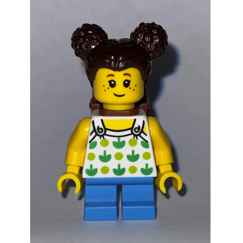 Kid - White Torso, Medium Blue Legs, Dark Brown Hair, Backpack